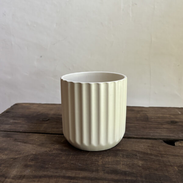 Small Cream Ribbed Vase