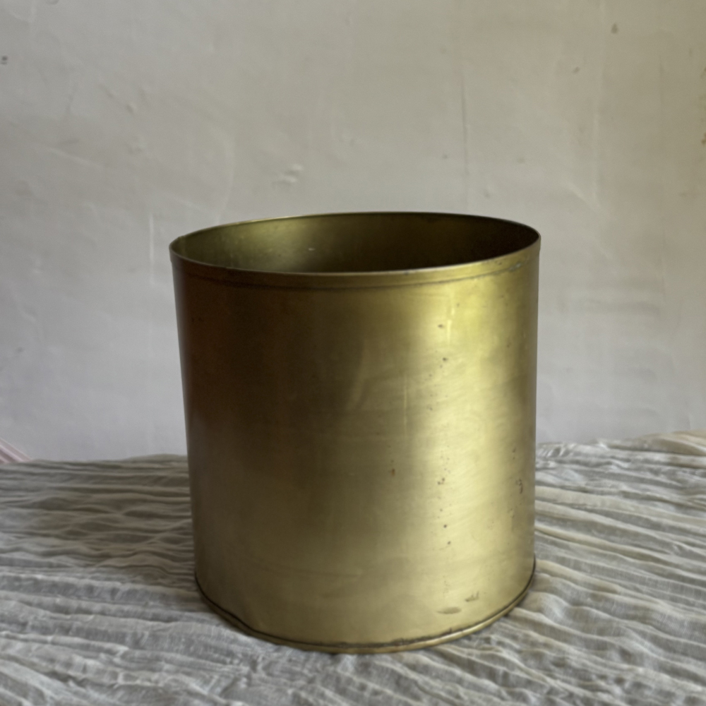 Large Gold Metal Cylinder Vase