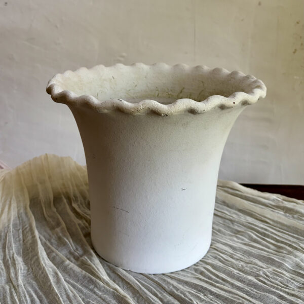 Large White Scalloped Vase